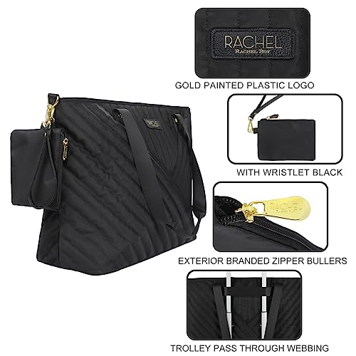 Bioworld Rachel Roy Black Quilted Fabric 21 Weekender Tote4