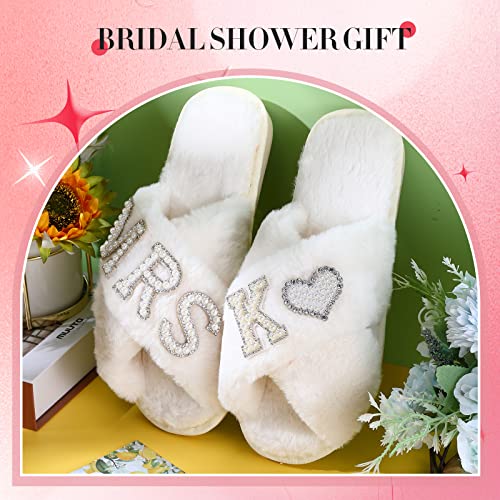 Mrs Pearl Bride Slippers - Personalized Wedding Slippers for Bride - Bridal Shower Gift (Letter K)3