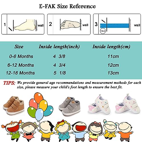 Image of E-FAK Baby Shoes Boys Girls Infant Sneakers Non-Slip Rubber Sole Toddler Crib First Walker Shoes