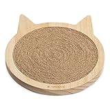 Navaris Katzen Kratzbrett aus Holz und Sisal - Kratzwand Kratz Matte Katzenkratzbrett - mit Saugnäpfen für die Wand Befestigung platzsparend