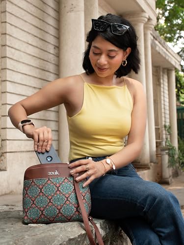Image of ZOUK Printed Vegan Leather Out Of Office Sling Bag With Adjustable Strap For Women's Girls
