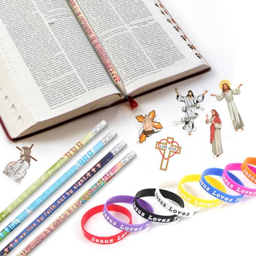 Set de 100 lápices con versos bíblicos y 300 accesorios miniatura 4