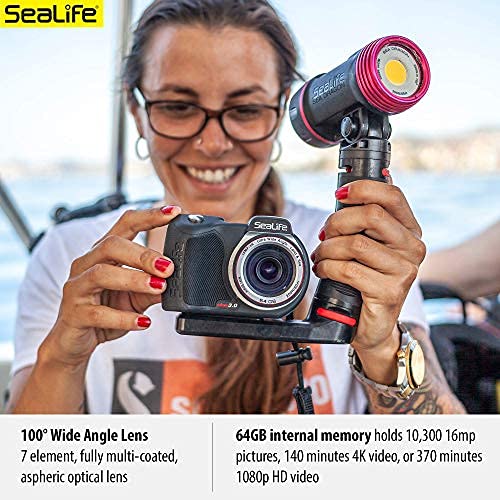 SeaLife Micro 3.0 64GB, 16mp, 4K Underwater Camera for Underwater Photography and Video, Easy Set-up, Wireless Transfer; Includes case, Wrist Strap (New Edition 2021)