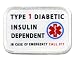 DIABETIC Type 1 Insulin Dependent Rectangle 2 x 3 inch Sew-on Patch