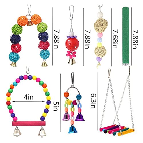 Vogelspeelgoed 13 stks Bird Cage Speelgoed Papegaaien Betrouwbare & Chewable - Swing Hanging Chewing Bite Bridge Wooden… - Afbeelding 3