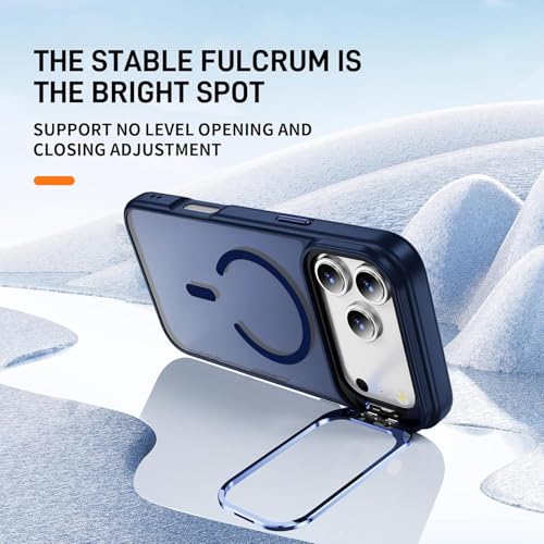 Image of for iPhone 17 Pro Case,Magnetic iPhone 17Pro Phone Case with Screen Protector [Compatible with MagSafe] Built-in Stash Stand,Translucent Matte Shockproof Cover-Cosmic Orange
