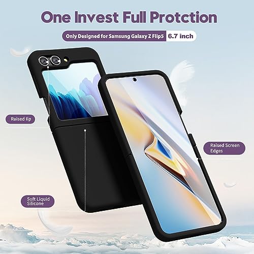 Image of MIDOS Back Cover Compatible with Samsung Z Flip 5 Silicone Case Full Protection Shock Proof Case for Samsung Galaxy Z Flip 5 (Black)