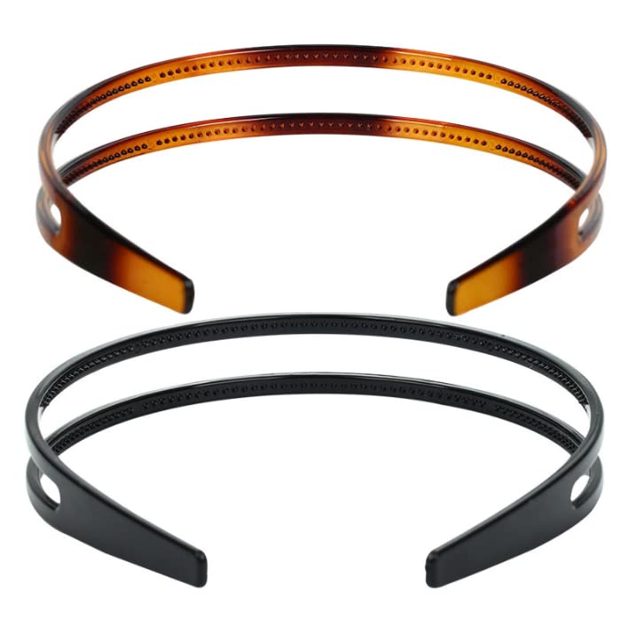 Duehut Hairband, 2 PCS Teeth Comb Hairbands Double Row Headwear Plastic Headbands Women Hard Plastic Headband Non-Slip Hair Hoop Accessory for Women