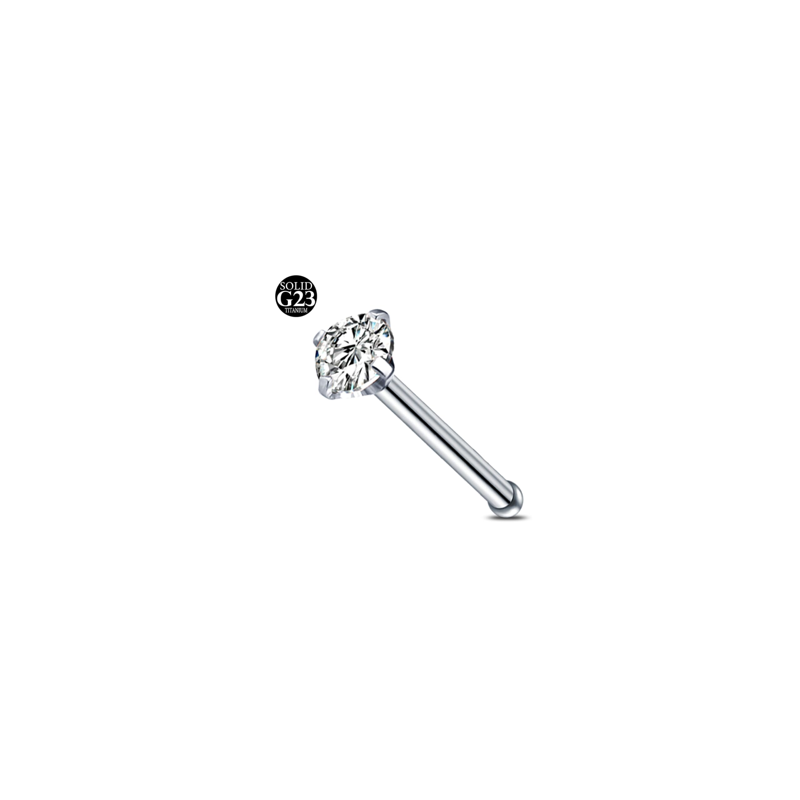AceFun 20G piercing nariz titanio plata 1 forma G23 plata recta Piercing nariz Joyería para Mujeres Hombres plata circonio cúbico diamantes 1.5mm 2mm 2.5mm 3mm — view 13