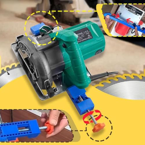 Adjustable Cutting Machine Base Guide for Circular Saws - Precision Edge Clamps with Quick Panel Positioning for Woodworking (Blue, 1 Pack)