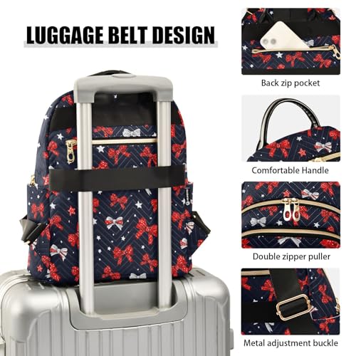 Image of ALAZA Bow Star Red Blue Women Backpack Purse Ladies Fashion Shoulder Bag Daypack Travel Bag 10L