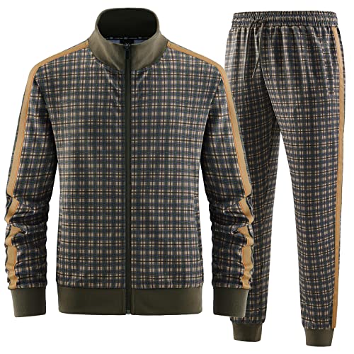 Image of ANOTWENER Men's Track Suits 2 Piece Stand-up Collar Long Sleeve with Double Side Pockets Jacket and Sweatpants