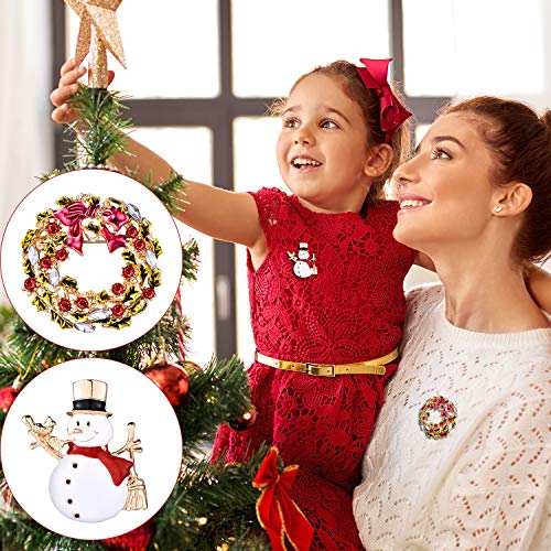 Hicarer Christmas Brooch Pin Set Rhinestone Crystal Cute Christmas Pins For Christmas Decorations Including Bells, Reindeer, Christmas Tree, Garland, 6 Pieces (Santa Claus) #TOP6