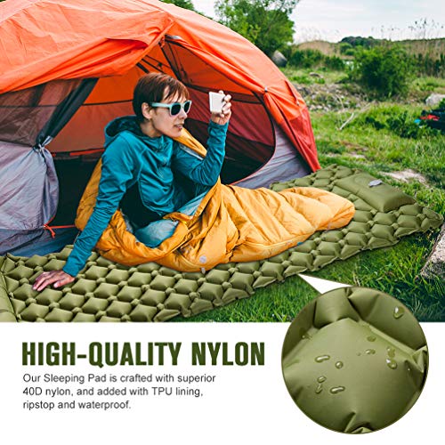 Self Inflating Camping Sleeping Pad - Ultralight Camping Mat With Pillow & Foot Pump Thick Waterproof 3.2‘’ Compact Lightweight Sleeping Air Pads For Tent Backpacking Hiking Outdoor Portable Traveling #TOP4