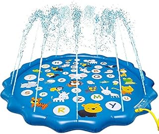 172cm/68" Splash Mat Sprinkler For Kids Water Toys For Kids Outdoor Water Play Mat Splash Pad For Dogs Kids Water Sprinkler Mat Anti Slip Splash Play Mat Sprinkler Pad Summer Garden (Alphabets)