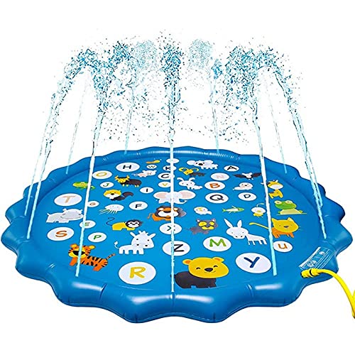 172cm/68" Splash Mat Sprinkler For Kids Splash Pad For Dogs Kids Water Sprinkler Mat Anti Slip Splash Play Mat Sprinkler Pad Summer Garden (Alphabets)