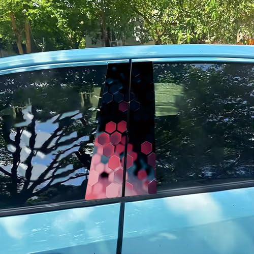 Image of JSCARLIFE Honeycomb Car B-Pillar Sticker, HD Printed PVC Waterproof Car Decals, Car Stickers Vinyl Self-Adhesive Side Strip Decal Cool Stickers (Style 6)