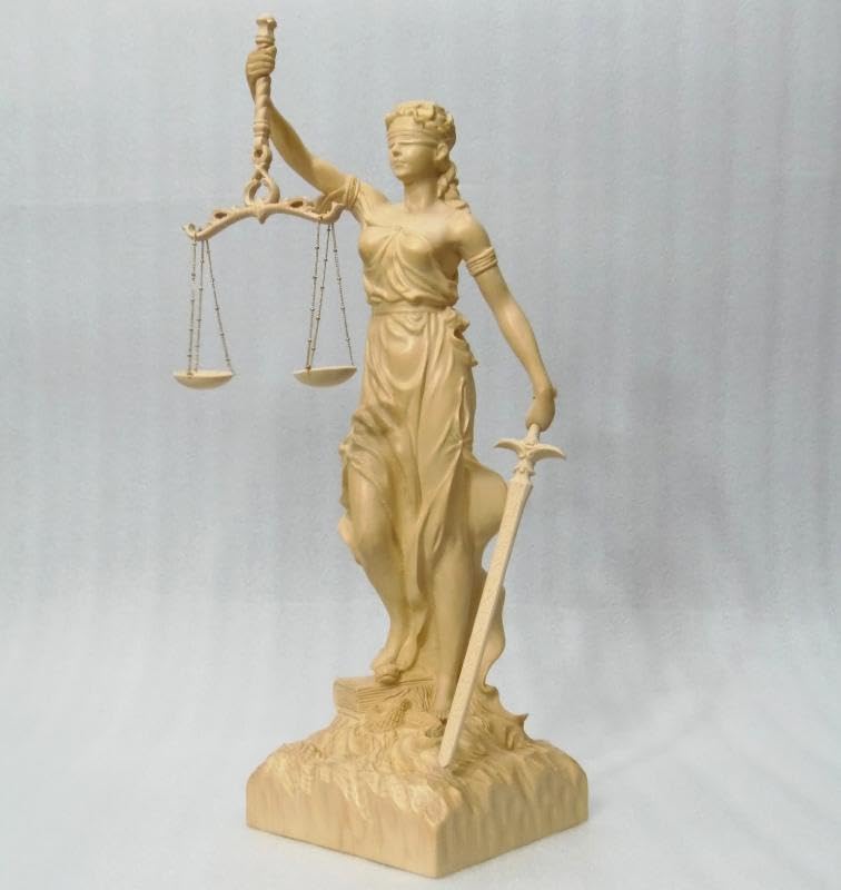 決算大特価中　希少上彫り裁判所のシンボル★ヒバ材 正義の女神像★ユースティティア Amazon.co.jp: 上彫り裁判所のシンボルヒバ材 正義の女神像