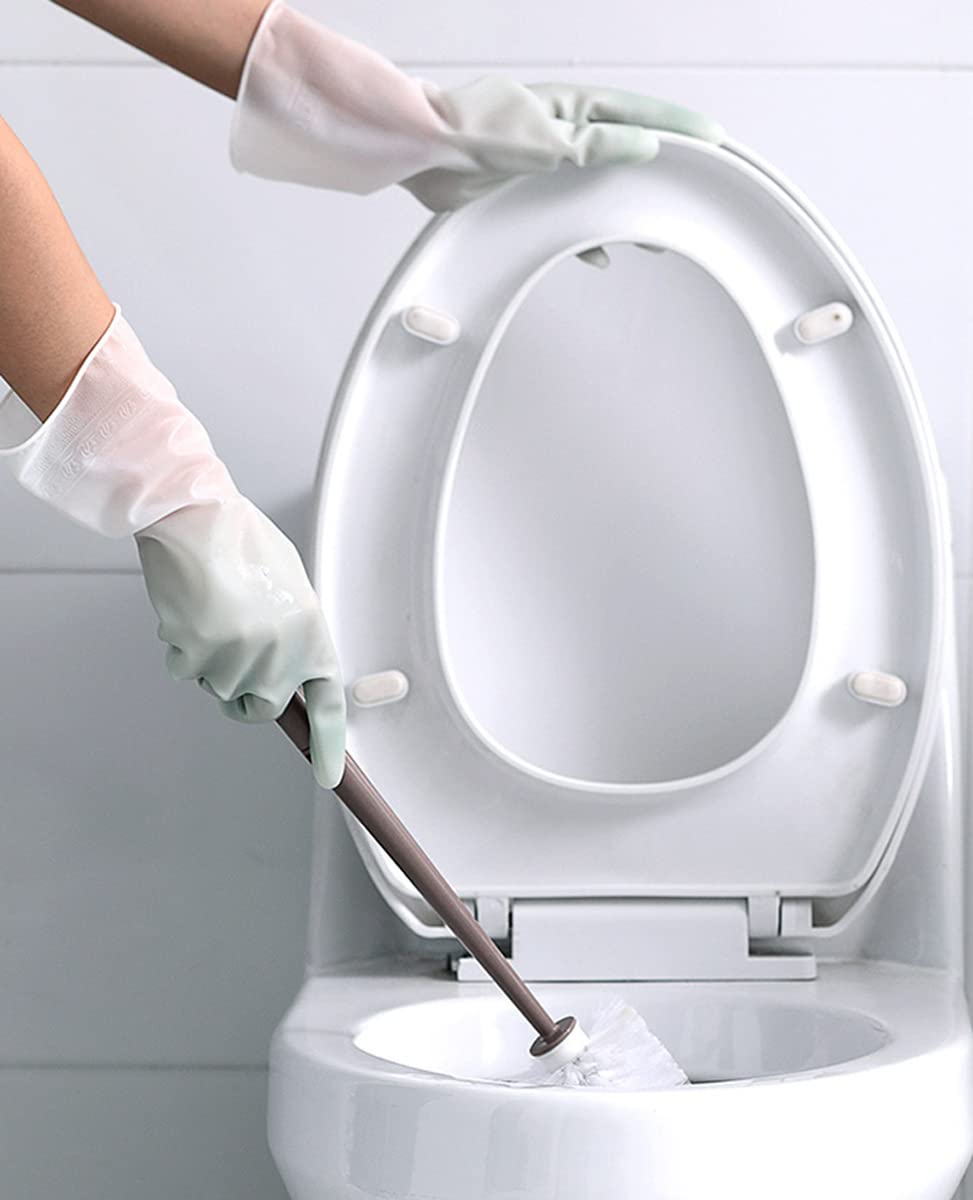 3 Paia Guanti In Gomma Per Pulizia Cucina, Verdi, Impermeabili, Riutilizzabili, Lunghezza 38-40 Cm, Multiuso - 5