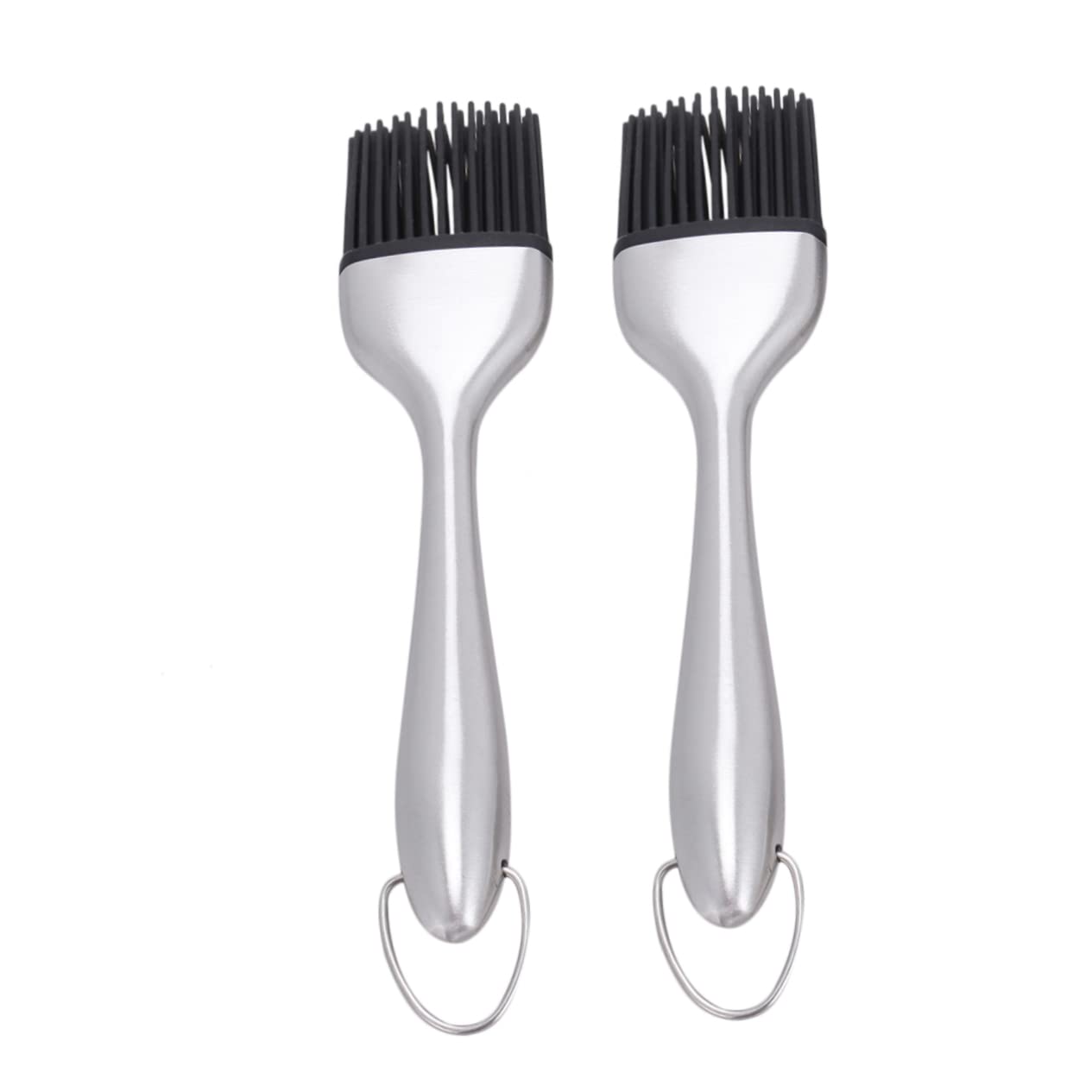 OFFSCH 2-piece Bbq Sauce Brush Silicone Stainless Steel Handle Heat Resistant for Grilling Non-stick Multi-purpose