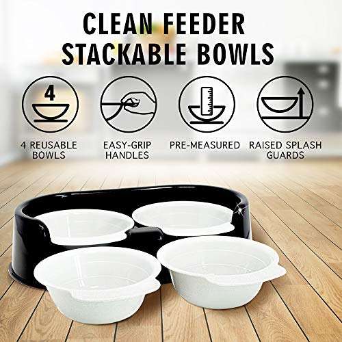 Rapid Brands Cali Pets Clean Feeder with Replacement Bowls | No-Mess Food Bowl for Cat & Small Dog | Dishwasher-Safe & BPA-Free
