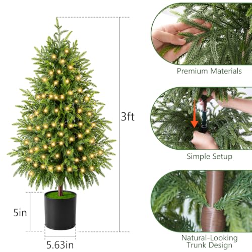 2 Pack, Pre-Lit 3FT Artificial Norfolk - image 2