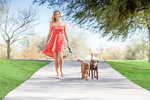 WIGZI - 2025 Enhanced Edition - Dual (2) Dog Retractable Leash, Auto-Untangles, Supports Up To 50lb Dogs, 10ft Distance Each Dog, Color-Coded Control, Reflective Leads, Waterproof, Gray Color - Image 6