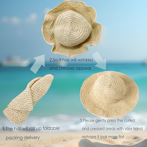 Sombrero de paja femenino para playa verano miniatura 5