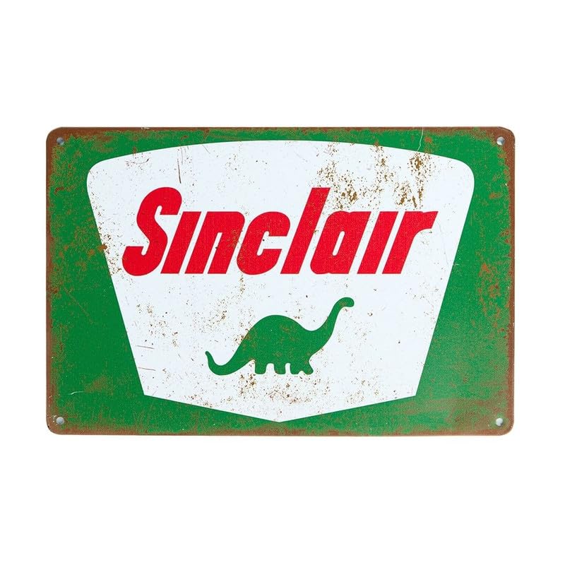 Image of Eazywagon Decorative Retro Metal Signs Wall Plate - 12x8 Inch (Sinclair) | Weatherproof Vintage Metal Sign Plate for Cafe, Home, Bar, Garage | Decorative Wall Hanging Sign Board