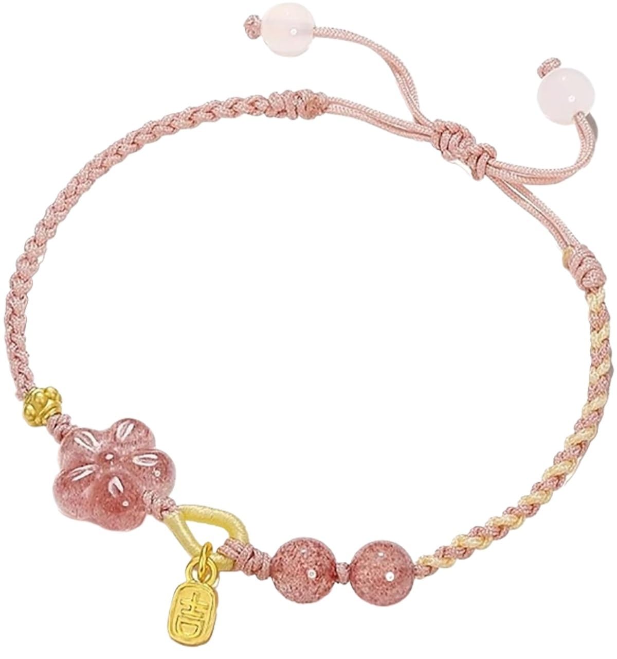 YNIYUJKL Love Attraction Feng Shui Bracelet, Gemstone Crystal Bracelet, Pink Rope, Luck And Wealth Talisman