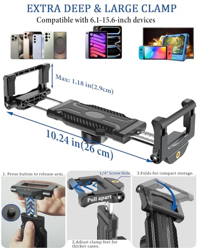 Image of Suction Car Tablet Mount for Windshield /Dashboard, Long-Reach Arm