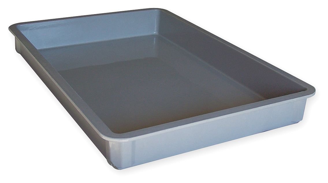 Stacking Container, Hd, L 25 3/4, D 3, Gray