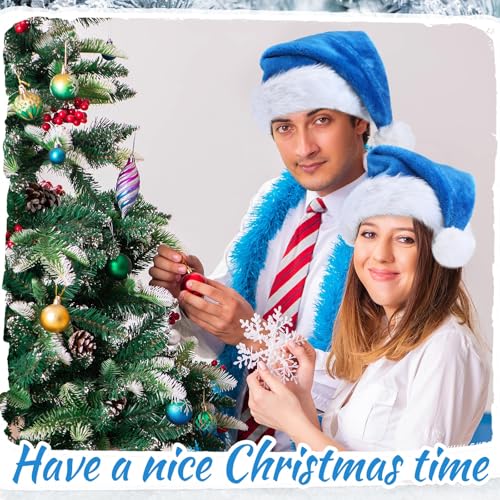 Image of Vicenpal 20 Pcs Santa Hats Bulk for Adults, Light Blue, Classic