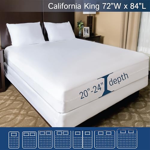 Super Deep Pocket Mattress Encasement - Cal King - Zippered Bedbug Waterproof Protector for Very Deep Mattresses 20-24 inch Depth