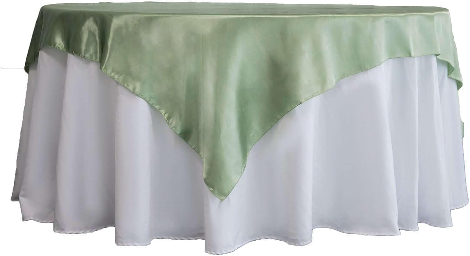 Efavormart Pack of 5 | 72" Satin Square Tablecloth Overlay for Wedding Catering Party Table Decorations SAGE Green Square Tablecloth Cover