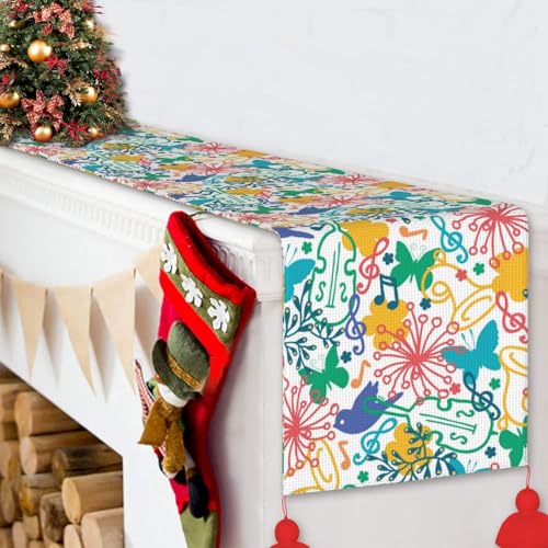 Chemin de table de Noël anti-pli avec pompon pour table de fête