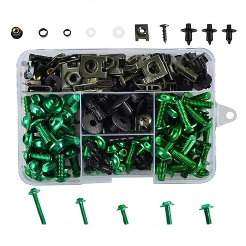 Kit tornillos perno carenado verde de 195 piezas para preparar tu moto Yamaha de ruta