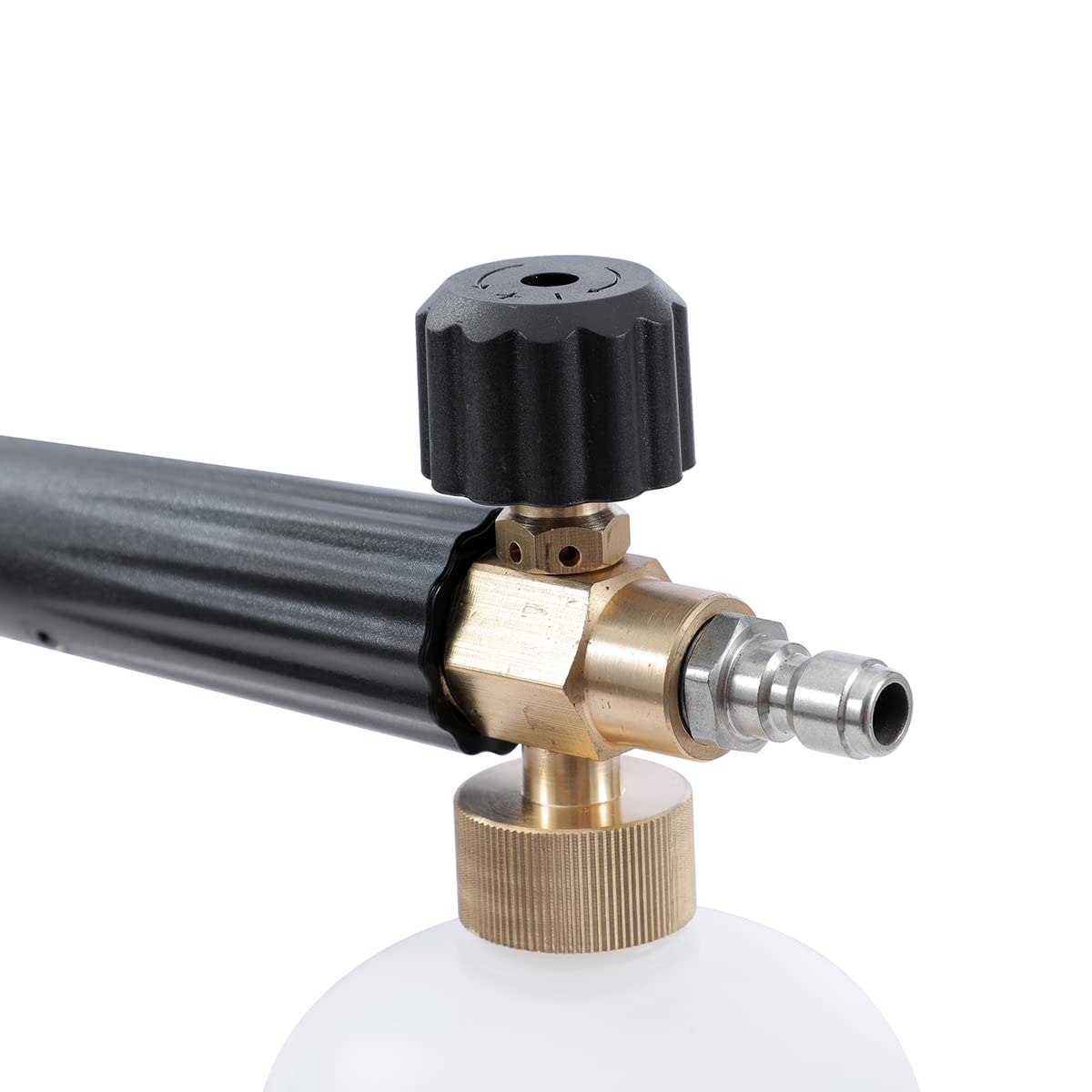 Verstelbare sneeuwschuimlans, schuimkanonzeepdispenser met 1/4 inch snelkoppeling voor hogedrukreiniger, schuimspuitbevestiging voor buitenreiniging, autowassen, terras en tuin en meer, 1 liter