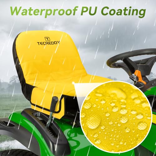 Image of Lawn Mower Seat Cover, Weatherproof Heavy Duty Tractor Seat Cover for John Deere LP92324 Cub Cadet Riding Lawn Mower, 600D Oxford Fabric with Storage Pouch, Medium