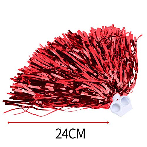 Cheerleading Pom Poms, 6 Pcs Silver for Party Costume Fancy Dress Dance Sports(Silver) - Image 3