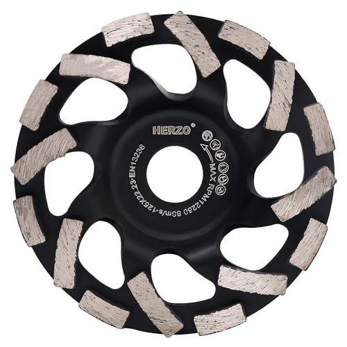 HERZO Disque Diamant Abrasif 125 à Meuler le Béton. Meule Abrasive pour Poncer Béton, Pierre, Granit