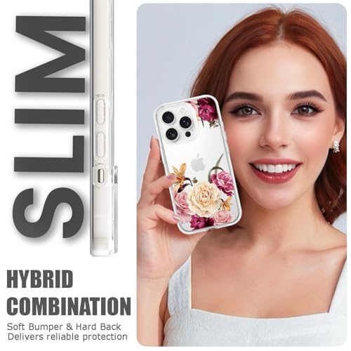Coque iPhone 14 Pro Max fleur de pivoine rigide antichoc - 4