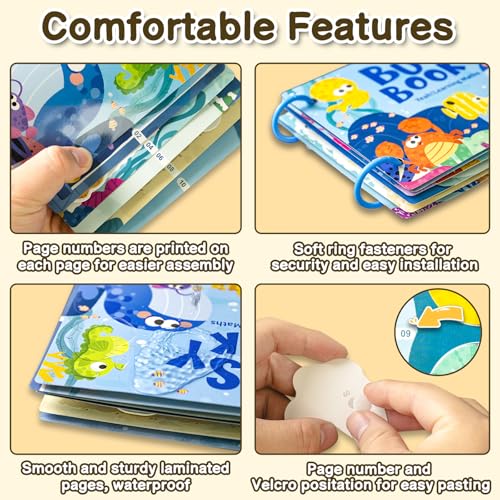 Image of 3 Pack Busy Books for Toddlers, Montessori Quiet Book, Preschool Learning Activities Educational Workbook, Sorting Matching Sticker Fixing, Gifts for Kids Age 3+ (Animal, Ocean, Dinosaur)