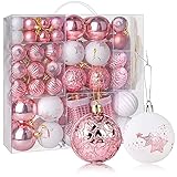 bolas de navidad grandes precios Durable & Fácil Para Usar: ls bolas navidad pequeñas están hechas de plastico alta calidad, bolas navidenos blancas son inastillable, asi que bolas de navidad mate pueden ser reutilizables, no tóxicas y seguras. Cada decoracion navidad arbol bolas tiene una cuerda para platalgar, la instalación de adornos navideños rosa l es simple, conveniente e irrompibles.