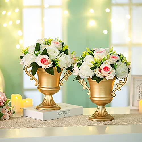 2 Pezzi Vaso d'oro per Fiori, Centrotavola in