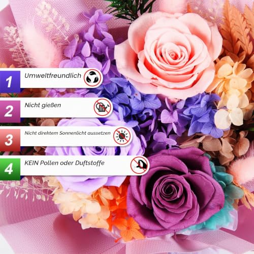 Ewige Rose Blumenstrauß,Konservierte Echt Blumen Rosestrauß in Geschenkbox,Geschenke für Mutter, Freundin, Ehefrau,Geschenke für Valentinstag, Muttertag, Weihnachten,Jahrestag und Geburtstag – Bild 4