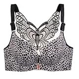 MOONBADI Dirndl BH Vorderverschluss BH Leopardenmuster-2 Damen T-Shirt BH mit Ohne Bügel Nahtloser Große Größen Gepolstert BH durchsichtig Damen 115E