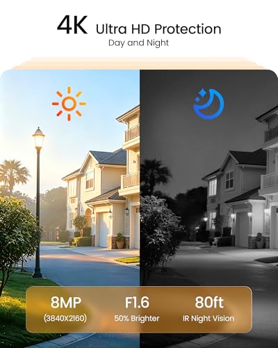 Image of Anlapus 4K Security Camera System with AI Human /Vehicle Detection, 4Pcs 8MP Wired Indoor Outdoor CCTV Cameras, Night Vision, 8CH Home Surveillance DVR with 1TB HDD for 24 /7 Video & Audio Recording