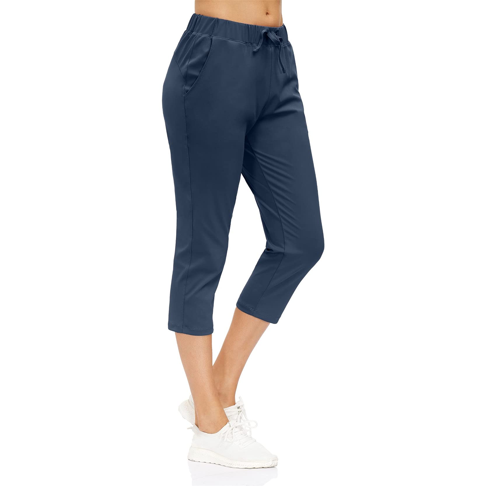 Leggins Mujer Fitness Mallas Deportivo Pilates, Mujeres Pinky Capri Leggings con bolsillos, 3/4 longitud con cordón Pantalones de yoga Pantalones de ejercicio Correr Pantalones casuales Aptitud Medias