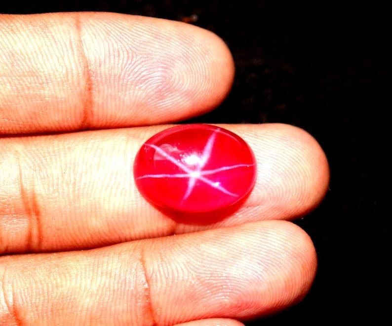13-14CT Natural Star Red Ruby Cabochon Burmese Ruby Earth Mined Loose Gemstone for Jewellery Making